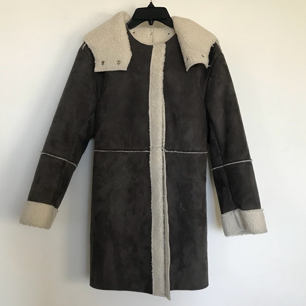 Faux Suede Shearling Coat